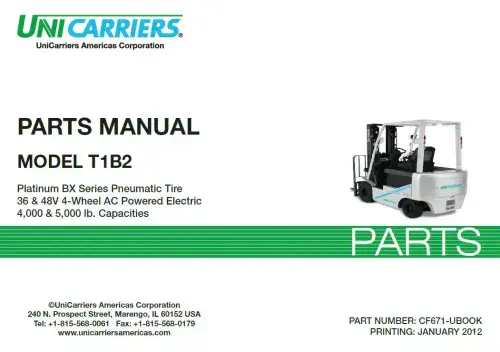 Unicarriers Forklift/ Pallet Truck T1B2 Parts Manual