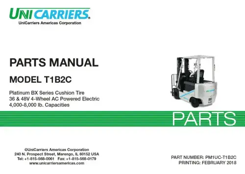 Unicarriers Forklift/ Pallet Truck T1B2C Parts Manual