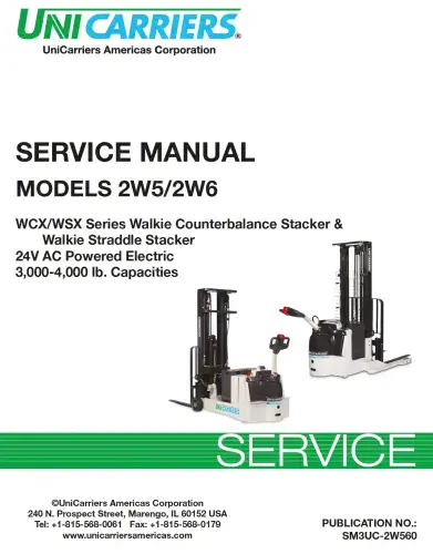 Unicarriers Walkie Pallet Truck 2W5/2W6 Workshop Manual