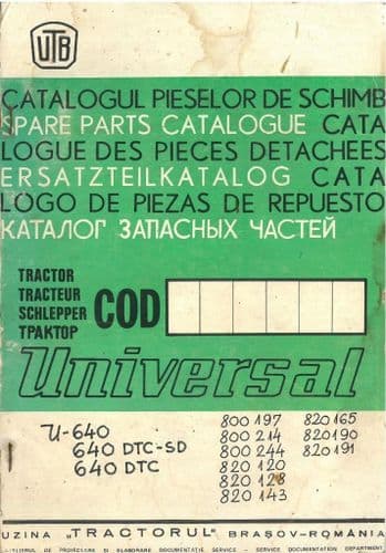 Universal UTB Tractor 640 Parts Manual - other Models U640, 640 DTC-SD, 640 DTC