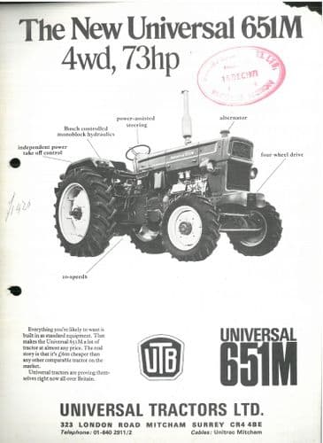 Universal UTB Tractor 651M Brochure