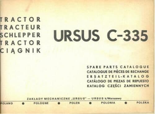 Ursus C-335 Tractor C335 Parts Manual