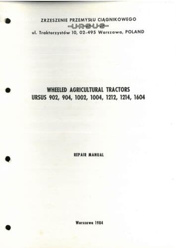 Ursus Tractor 902 904 1002 1004 1212 1214 1604 Workshop Service Manual