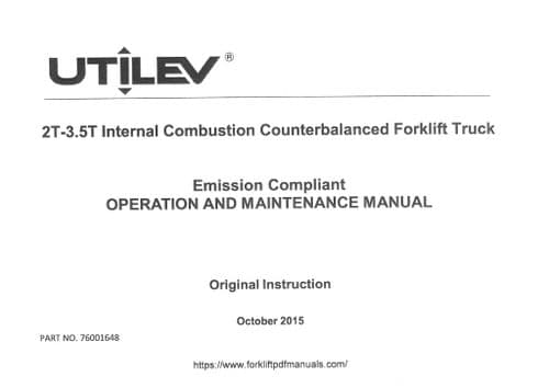Utilev 2-3.5t Forklift Truck Operator's Manual
