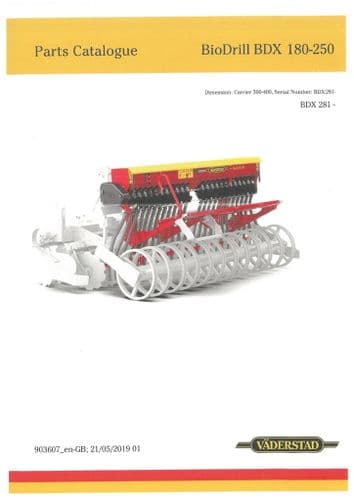 Vaderstad BioDrill BDA180 BDX 250 Parts Manual