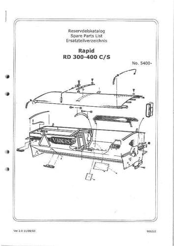 Vaderstad Drill Rapid Series RD300 RD400 C & S Parts Manual - RD 300 400 C & S