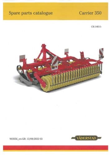 Vaderstad Seed Drill Carrier CR350 Parts Manual