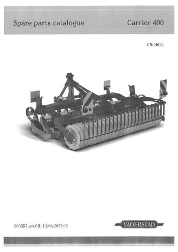 Vaderstad Seed Drill Carrier CR400 Parts Manual