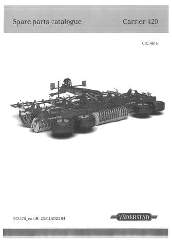 Vaderstad Seed Drill Carrier CR420 Parts Manual