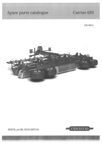 Vaderstad Seed Drill Carrier CR650 Parts Manual