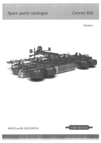 Vaderstad Seed Drill Carrier CR820 Parts Manual