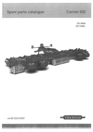 Vaderstad Seed Drill Carrier CR925 Parts Manual