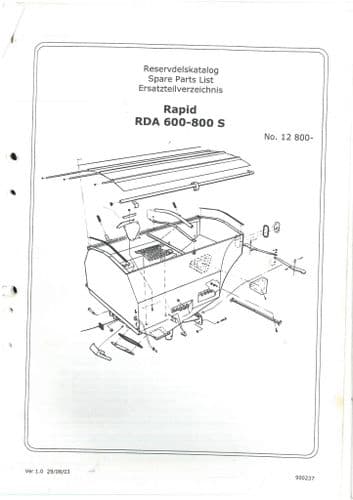 Vaderstad Seed Drill Rapid RDA 600-800 S Parts Manual