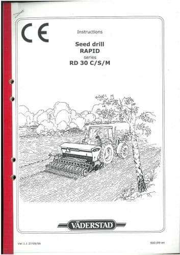 Vaderstad Seed Drill Rapid Series RD30C RD30S RD30M Operators Manual RD 30 C S M