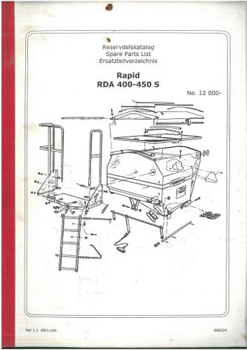 Vaderstad Seed Drill Rapid Series RDA400S RDA450S Spare Parts List - RDA 400 450 S