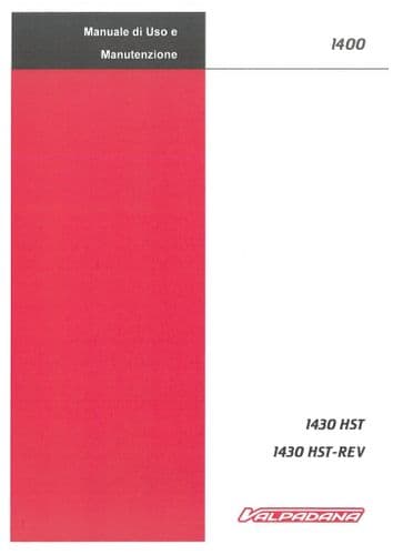 Valpadana Tractor 1430HST & 1430HST-REV Operators Manual - In Italian Only