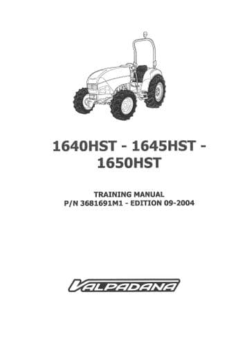 Valpadana Tractor 1640HST 1645HST 1650HST Service Training Manual - In English