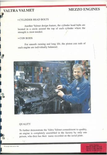 Valtra Valmet  Mezzo Engines - Centre Frame, Clutch, PTO, Hydraulics, Transmission, CAB, Brochure