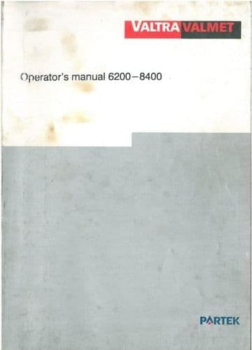 Valtra Valmet Tractor 6200 6300 6400 6600 6800 8000 8400 Operators Manual