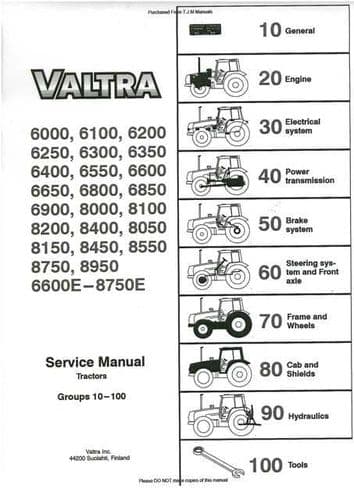 Valtra Valmet Tractor 6900 8000 8100 8200 8400 8050 8150 8450 8550 8750 8950 Workshop Service Manual