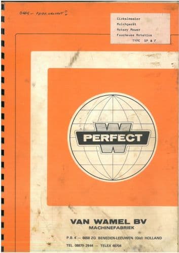 Van Wamel BV Rotary Mower Operators Manual And Spare Parts List