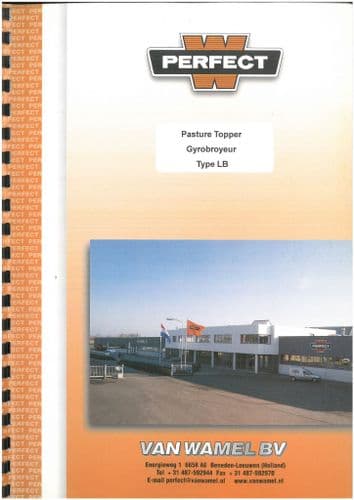 Van Wamel Pasture Topper LB Operators Manual & Spare Parts List