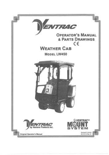 Ventrac All Weather Cab LW450 Operators Manual and Parts List