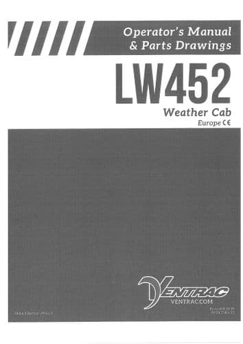 Ventrac All Weather Cab LW452 Operators Manual and Parts List