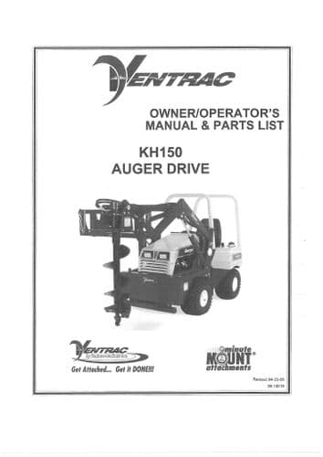 Ventrac Auger Drive KH150 Operators Manual and Parts List