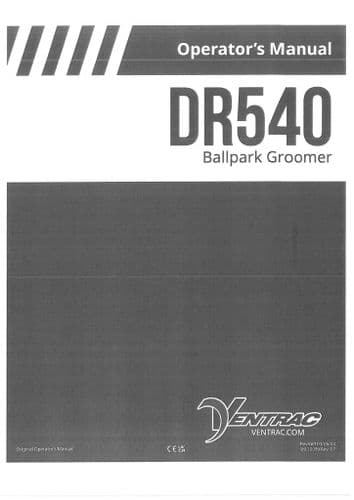 Ventrac Ballpark Groomer DR540 Operators Manual