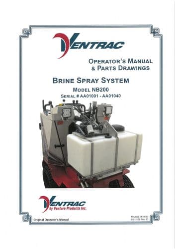Ventrac Brine Spray System NB200 Operators Manual and Spare Parts List
