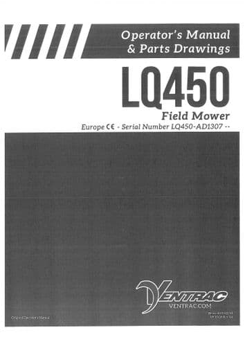 Ventrac Field Mower LQ450 Operators Manual and Spare Parts List