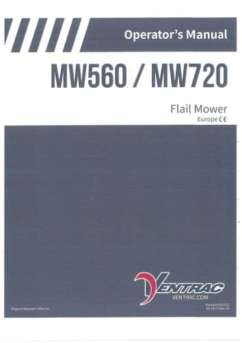 Ventrac Fine Cut Flail Mower MW562 & MW722 Operators Manual