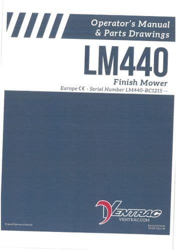 Ventrac Finish Mower LM440 Operators Manual and Parts List