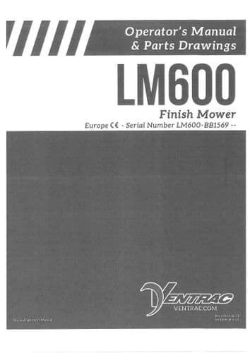 Ventrac Finish Mower LM600 Operators Manual