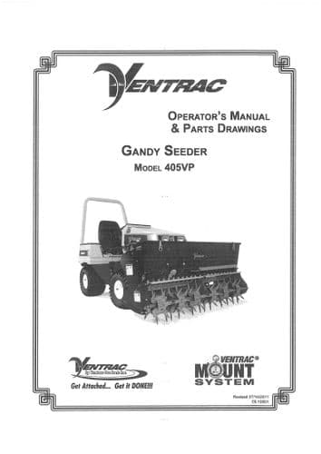 Ventrac Gandy Seeder 405VP Operators Manual and Parts List