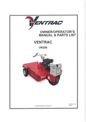 Ventrac Garden Tractor for Wheelchair Users VR300 Operators Manual and Spare Parts List
