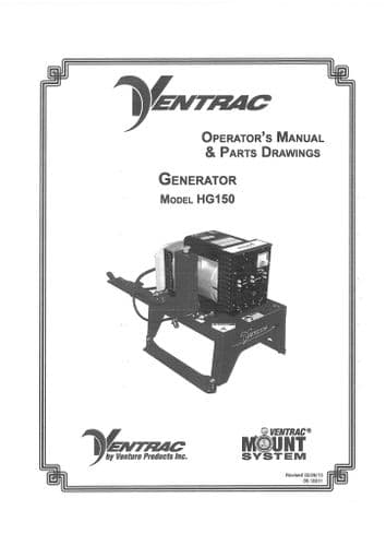 Ventrac Generator HG150 Operators Manual and Parts List