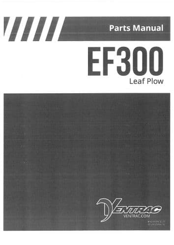 Ventrac Leaf Ploght Plow EF300 Parts Manual