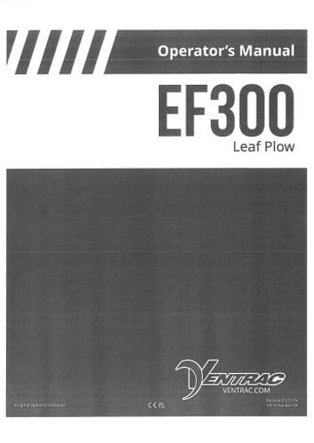 Ventrac Leaf Plough Plow EF300 Operators Manual