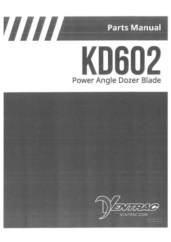 Ventrac Power Angle Dozer Blade KD602 60inch Parts Manual