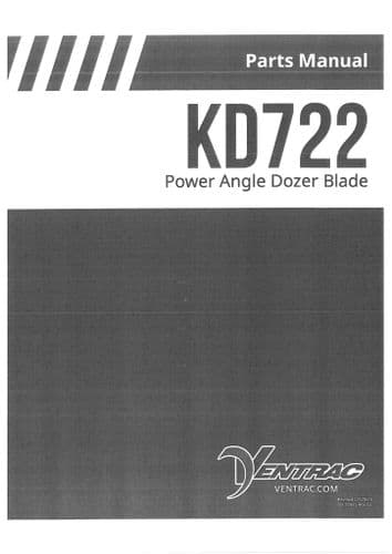 Ventrac Power Angle Dozer Blade KD722 72inch Parts Manual