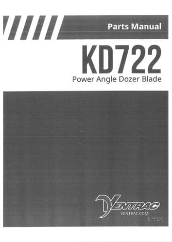 Ventrac Power Angle Dozer Blade KD722 72inch Parts Manual