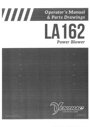 Ventrac Power Blower LA162 Operators Manual and Parts List