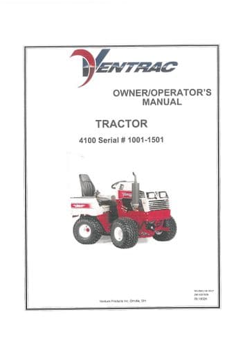 Ventrac Power Unit 4100 SN - 1001-1501 Operators Manual