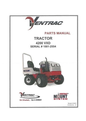 Ventrac Power Unit Tractor 4200VXD SN - 1001-2554 Onwards Parts Manual