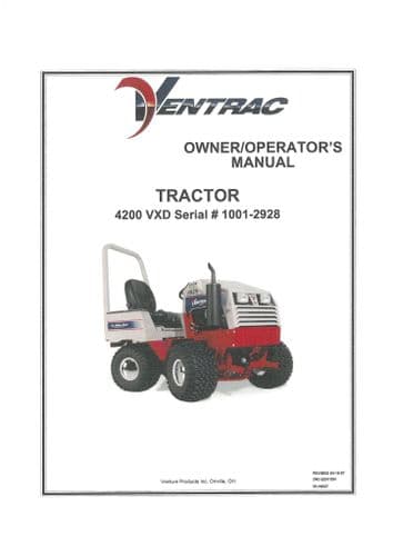 Ventrac Power Unit Tractor 4200VXD SN - 1001-2928 Operators Manual