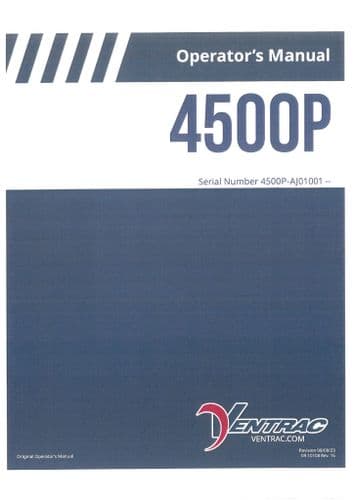 Ventrac Power Unit Tractor 4500P SN - AJ01001 Operators Manual