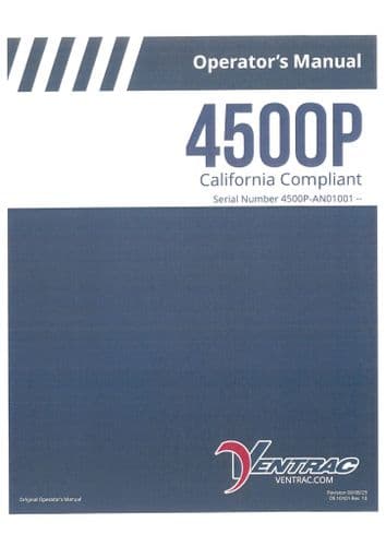 Ventrac Power Unit Tractor 4500P SN - AN01001 Operators Manual