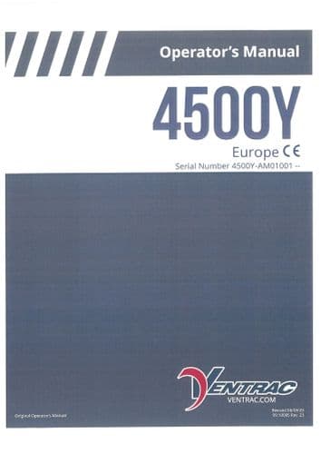Ventrac Power Unit Tractor 4500Y SN - AM01001 Operators Manual